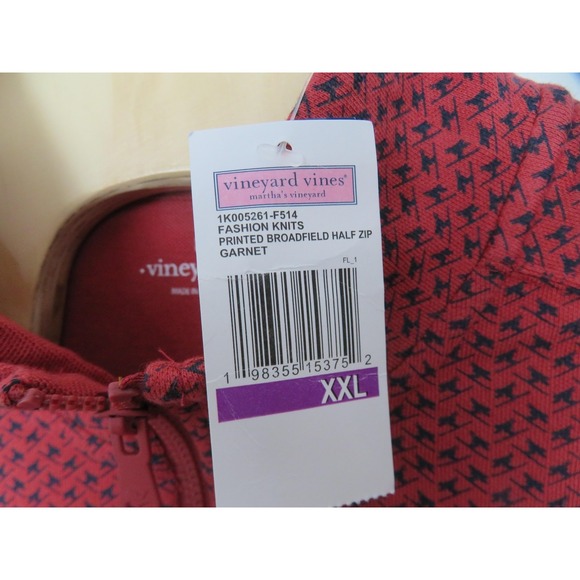 Vineyard Vines Sweater Mens 2XL Red Skier Print Broadfield Half Zip Ski Pullover - Picture 5 of 10